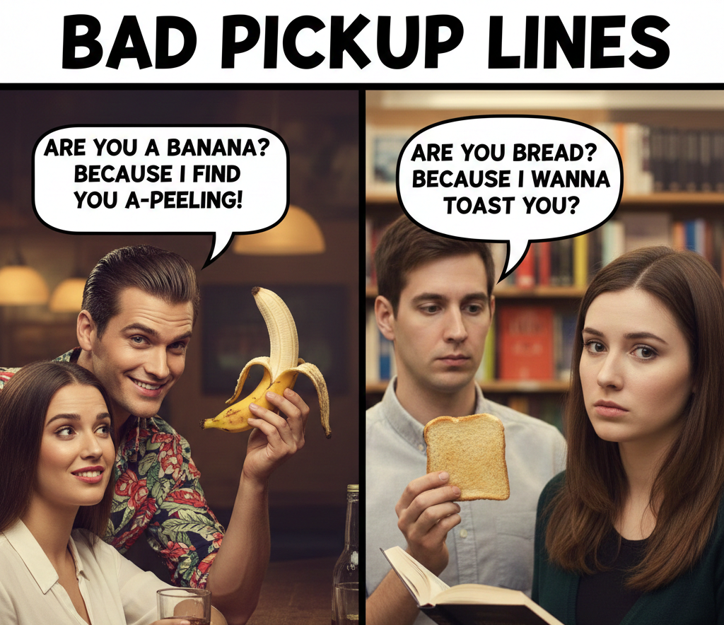 150+ Hilariously Bad Pickup Lines That'll Make You Cringe